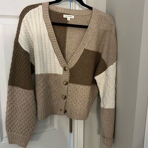 blu pepper neutral color block cardigan size small